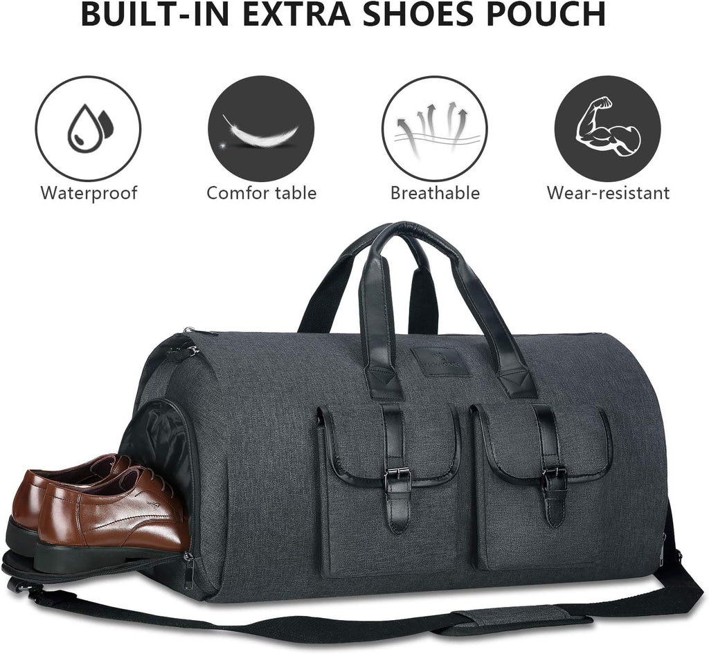 Carry on Garment Bag for Travel Convertible Garment Duffel Suit Bag with Shoe Compartment Weekend Flight Bag for Men Women
