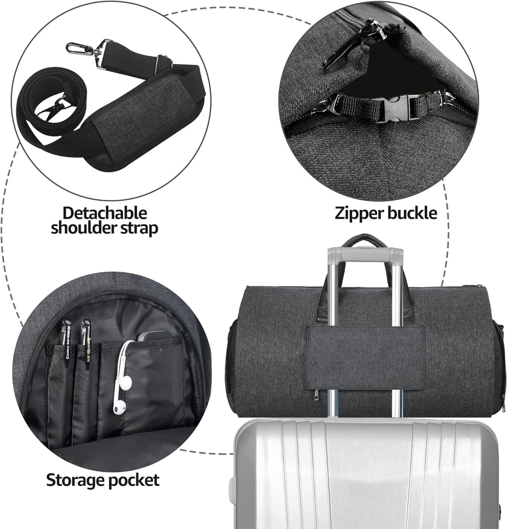 Carry on Garment Bag for Travel Convertible Garment Duffel Suit Bag with Shoe Compartment Weekend Flight Bag for Men Women
